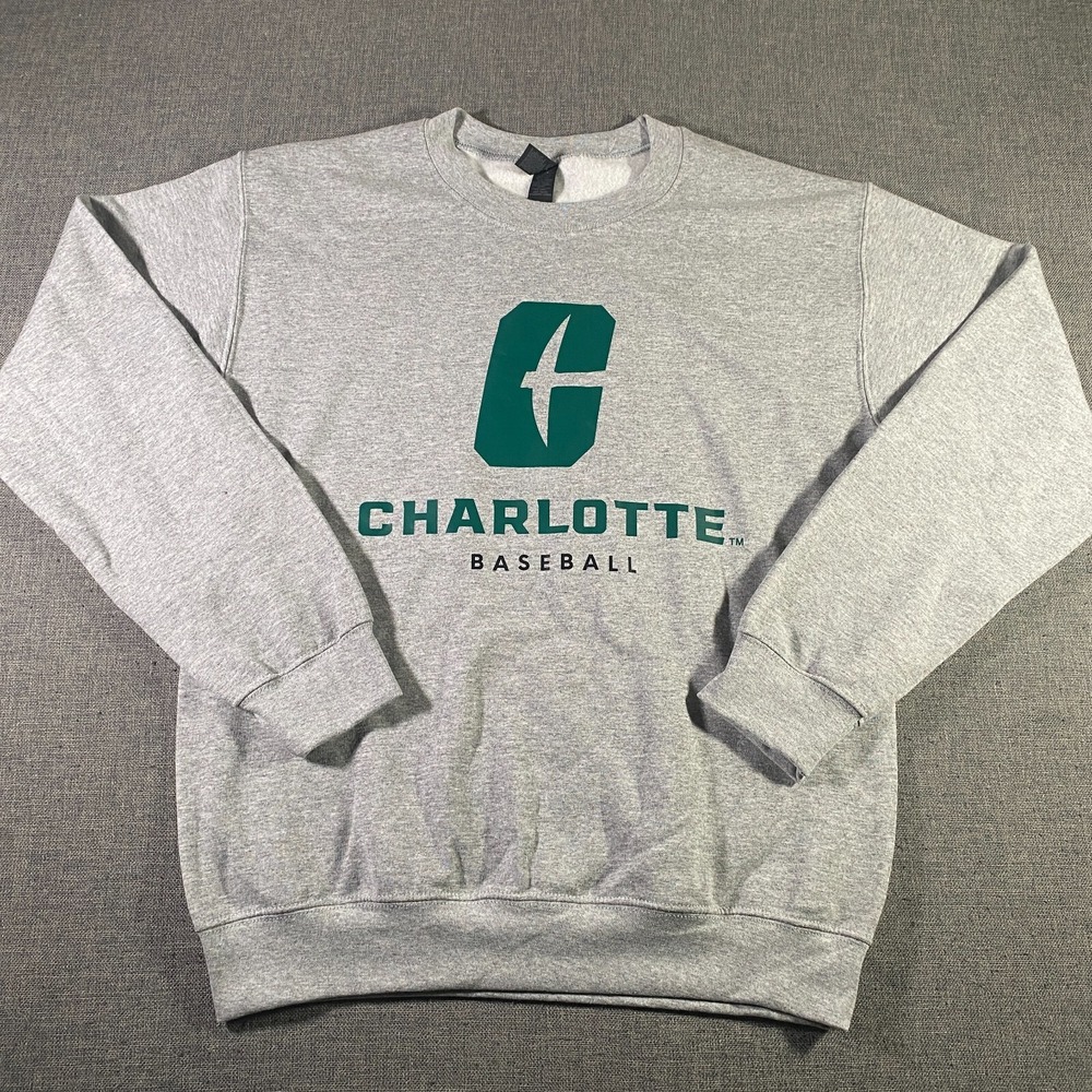 UNC Charlotte 49ers Sweatshirt Mens Size Small Grey Fleece Baseball Pullover